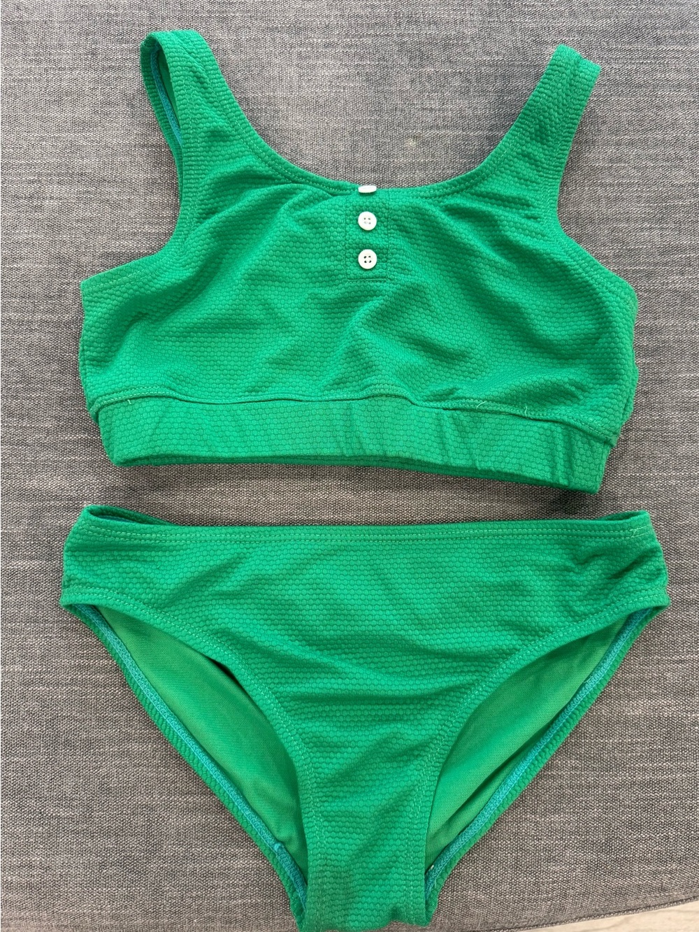 Girls' Bright Green Textured Two-Piece Swim Bikini by
